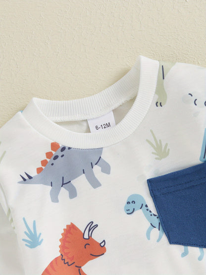 Adorable Little Boys' Fall Layette Set - Long Sleeve Sweatshirt with Elastic Waist Sweatpants, Soft and Cozy Outfit for Autumn Season