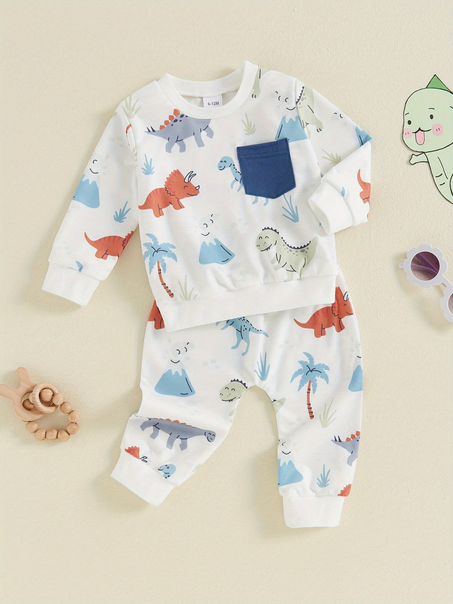 Adorable Little Boys' Fall Layette Set - Long Sleeve Sweatshirt with Elastic Waist Sweatpants, Soft and Cozy Outfit for Autumn Season