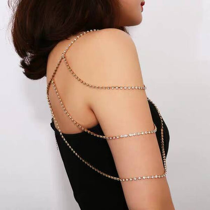 2025 New 2020ins Popular trade rhinestone with diamond bright diamond single row diamond chain neck chest chain body chain fb1062