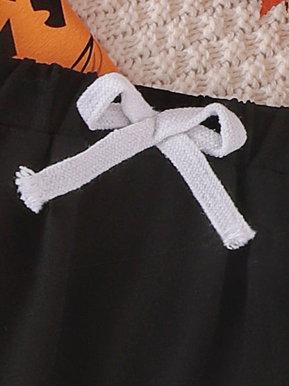 2-Piece Toddler Baby Boy's Halloween Layette Set - Long Sleeve Pumpkin Print Sweatshirt with Contrast Color Sweatpants - Spooky Comfortable Clothing for Little Monsters