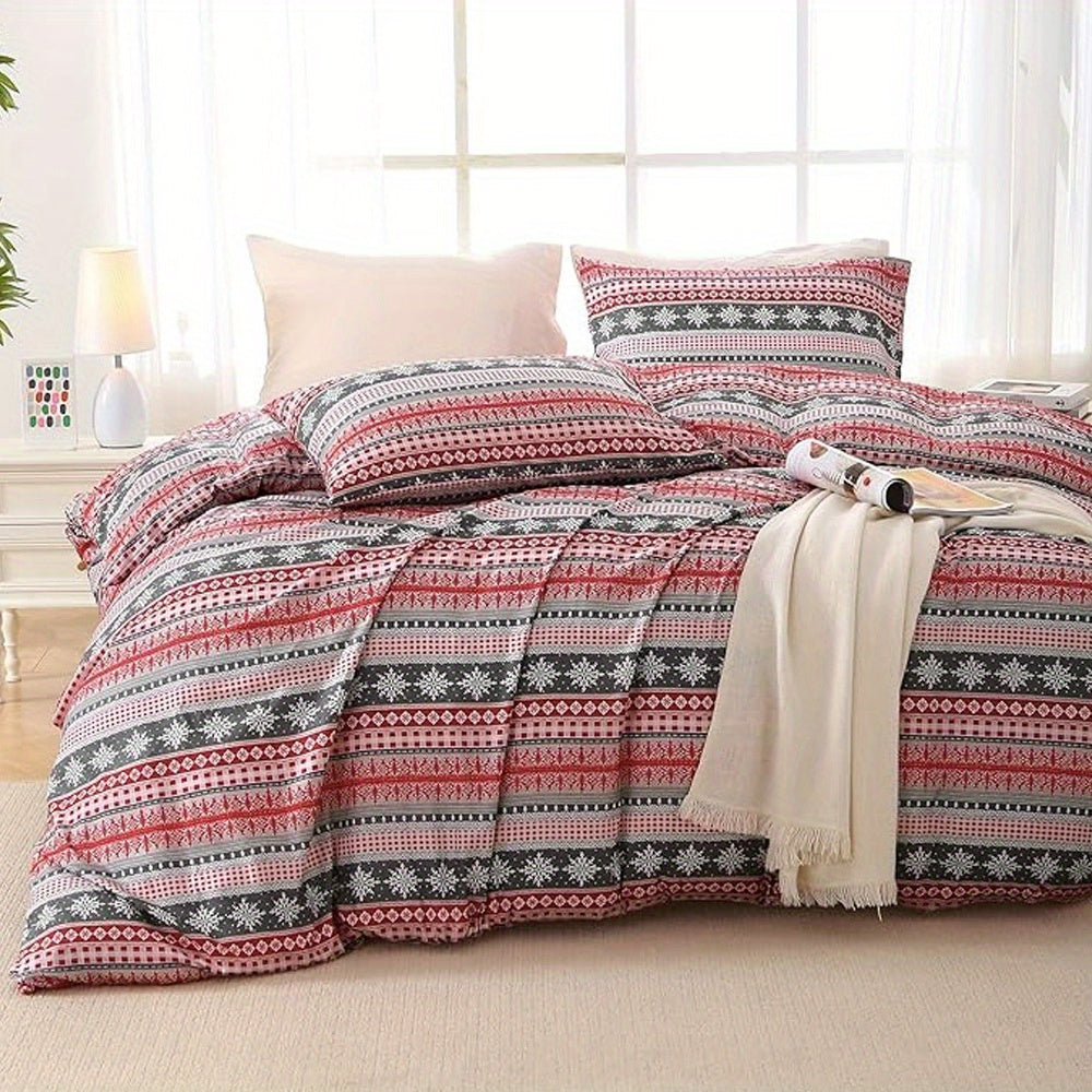 Duvet Cover Set, Reversible Floral Duvet Cover Set with Zipper Closure, Botanical Patterns Soft Microfiber Bedding Set with 4 Ties, 21 Colors, All Size