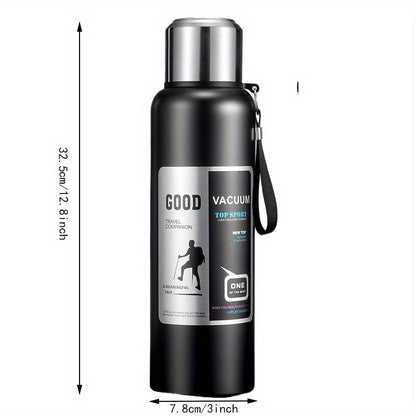 Stainless Steel Insulated Water Bottle with Tea Infuser - Large Capacity, Leak-Proof, Ideal for Outdoor Sports & Travel, Hand Wash Only