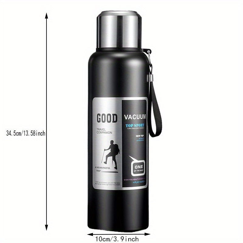 Stainless Steel Insulated Water Bottle with Tea Infuser - Large Capacity, Leak-Proof, Ideal for Outdoor Sports & Travel, Hand Wash Only