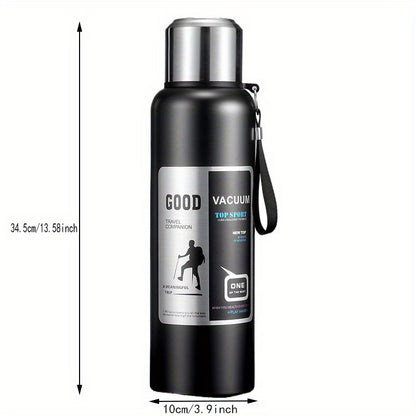 Stainless Steel Insulated Water Bottle with Tea Infuser - Large Capacity, Leak-Proof, Ideal for Outdoor Sports & Travel, Hand Wash Only