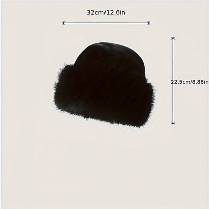 Elegant Women's Faux Fur Beanie With Fox Trim - Thick, Warm & Stretchy Winter Hat For Ear Protection | Perfect Holiday Gift