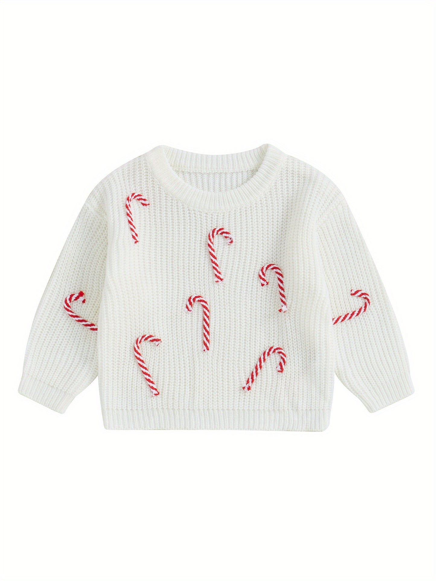 Baby Boy Girl Christmas Sweater Candy Cane Knit Sweaters Oversized Sweatshirt Crewneck Pullover Tops My 1st Christmas Outfit Xmas Warm Fall Winter Clothes 0-3T