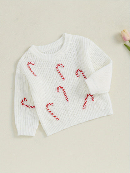 Baby Boy Girl Christmas Sweater Candy Cane Knit Sweaters Oversized Sweatshirt Crewneck Pullover Tops My 1st Christmas Outfit Xmas Warm Fall Winter Clothes 0-3T