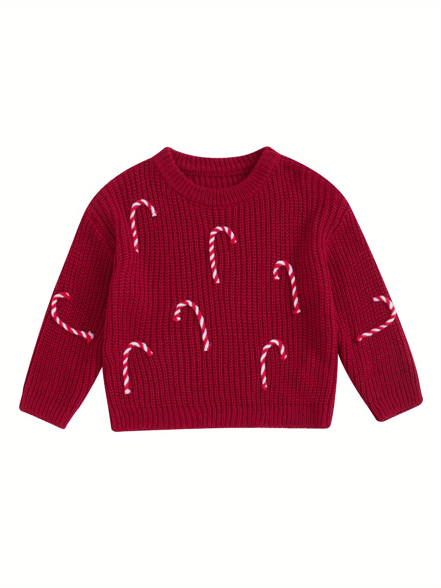 Baby Boy Girl Christmas Sweater Candy Cane Knit Sweaters Oversized Sweatshirt Crewneck Pullover Tops My 1st Christmas Outfit Xmas Warm Fall Winter Clothes 0-3T