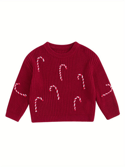 Baby Boy Girl Christmas Sweater Candy Cane Knit Sweaters Oversized Sweatshirt Crewneck Pullover Tops My 1st Christmas Outfit Xmas Warm Fall Winter Clothes 0-3T