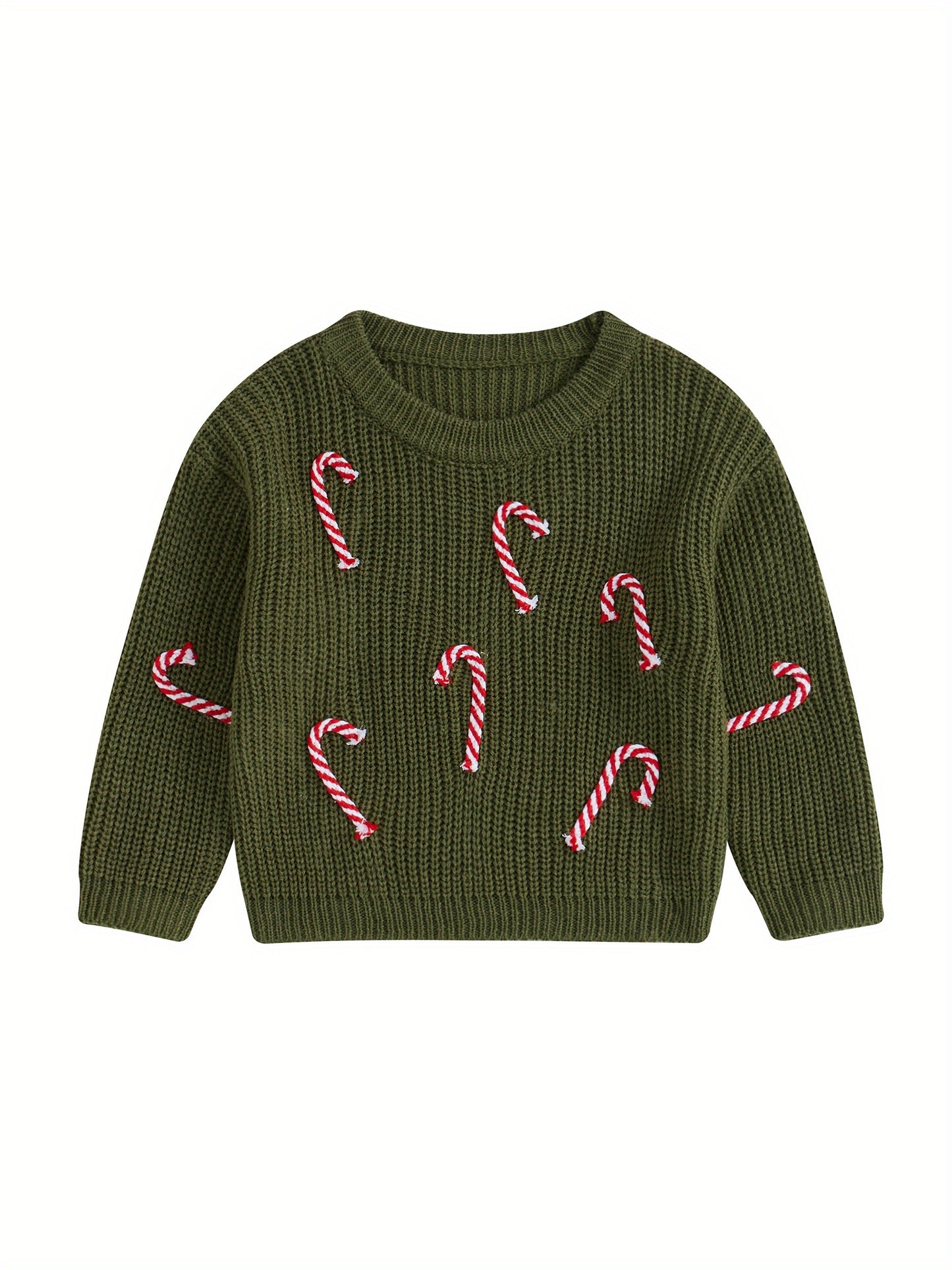 Baby Boy Girl Christmas Sweater Candy Cane Knit Sweaters Oversized Sweatshirt Crewneck Pullover Tops My 1st Christmas Outfit Xmas Warm Fall Winter Clothes 0-3T