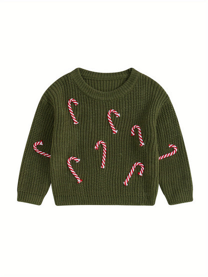 Baby Boy Girl Christmas Sweater Candy Cane Knit Sweaters Oversized Sweatshirt Crewneck Pullover Tops My 1st Christmas Outfit Xmas Warm Fall Winter Clothes 0-3T