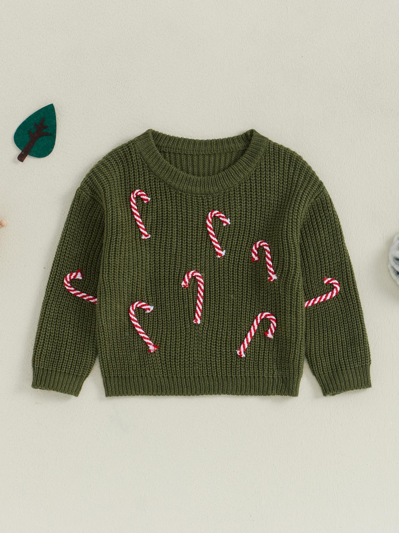 Baby Boy Girl Christmas Sweater Candy Cane Knit Sweaters Oversized Sweatshirt Crewneck Pullover Tops My 1st Christmas Outfit Xmas Warm Fall Winter Clothes 0-3T