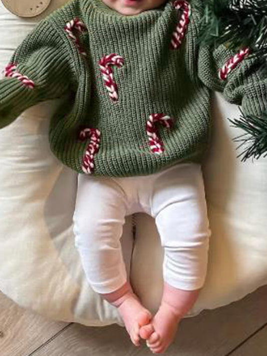 Baby Boy Girl Christmas Sweater Candy Cane Knit Sweaters Oversized Sweatshirt Crewneck Pullover Tops My 1st Christmas Outfit Xmas Warm Fall Winter Clothes 0-3T