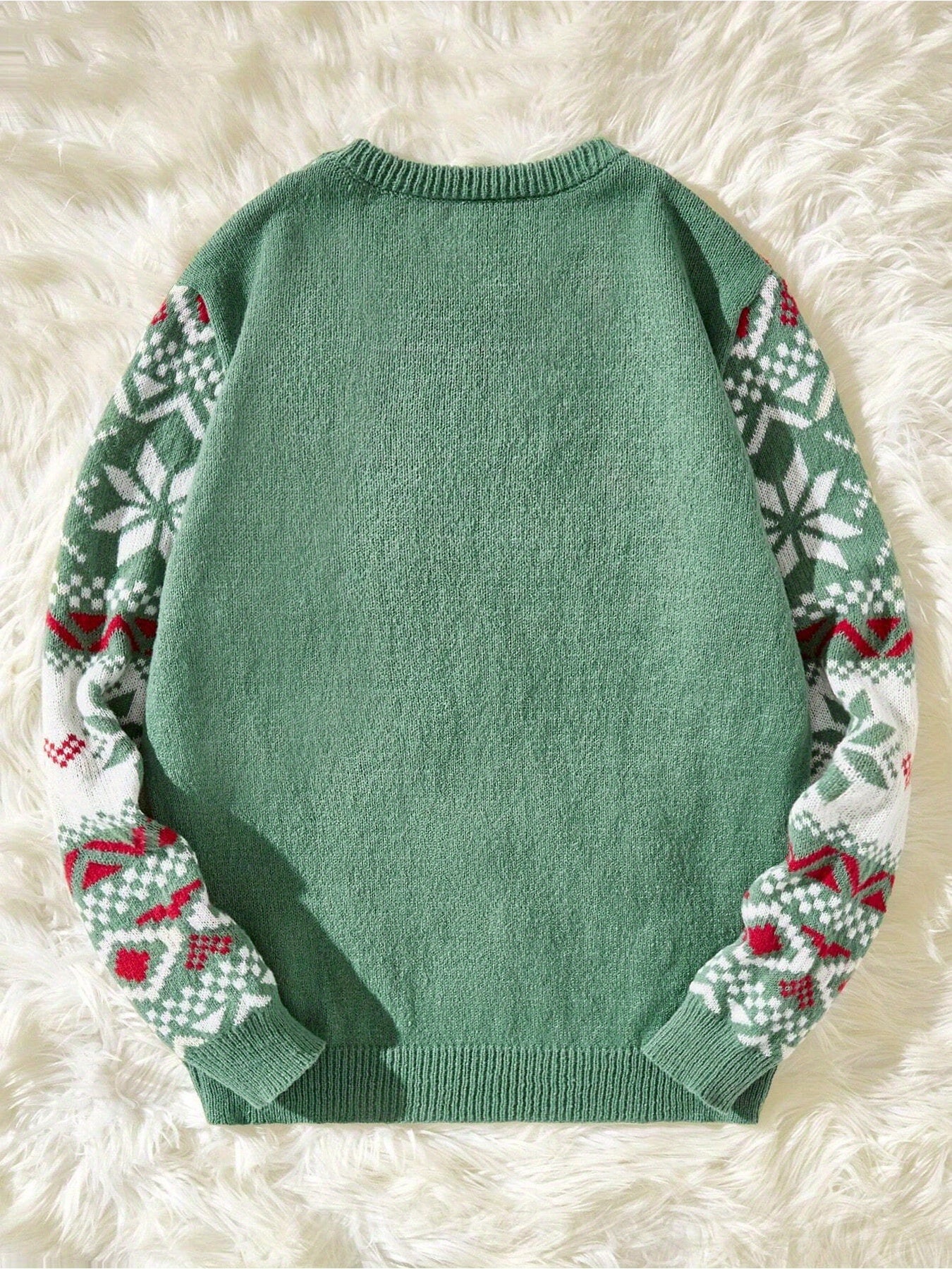 1pc JWDX220 Women's Casual Christmas Sweater - Viscose Knit Long Sleeve Pullover with Snowflake Pattern, Round Neck, Color Block Detail for Autumn/Winter Season