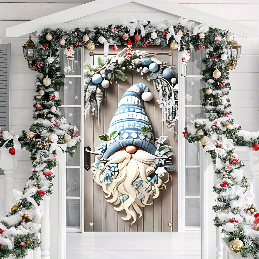 Modern Polyester Christmas Door Hanging - 1pc Festive Gnome Patterned Porch Decor, New Year's Day Tassel Garland, No Electricity or Battery Needed, Ideal for Home and Party Decoration, Holiday Gift