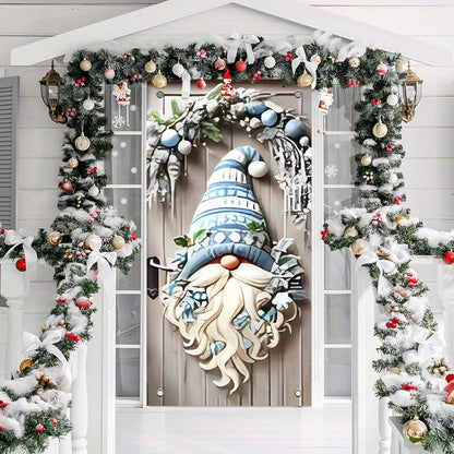 Modern Polyester Christmas Door Hanging - 1pc Festive Gnome Patterned Porch Decor, New Year's Day Tassel Garland, No Electricity or Battery Needed, Ideal for Home and Party Decoration, Holiday Gift