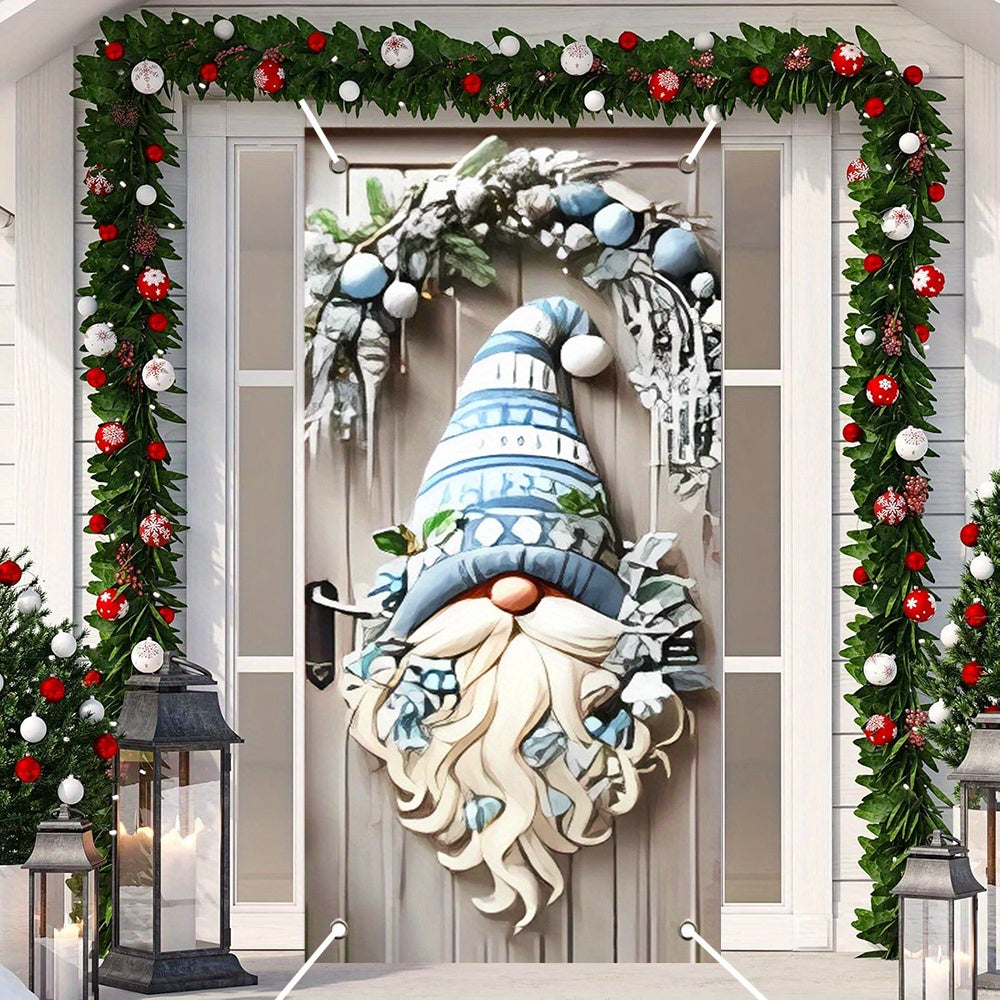 Modern Polyester Christmas Door Hanging - 1pc Festive Gnome Patterned Porch Decor, New Year's Day Tassel Garland, No Electricity or Battery Needed, Ideal for Home and Party Decoration, Holiday Gift