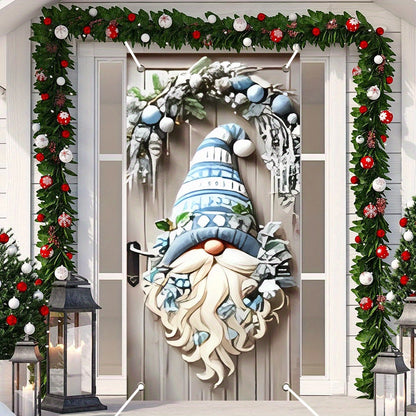Modern Polyester Christmas Door Hanging - 1pc Festive Gnome Patterned Porch Decor, New Year's Day Tassel Garland, No Electricity or Battery Needed, Ideal for Home and Party Decoration, Holiday Gift