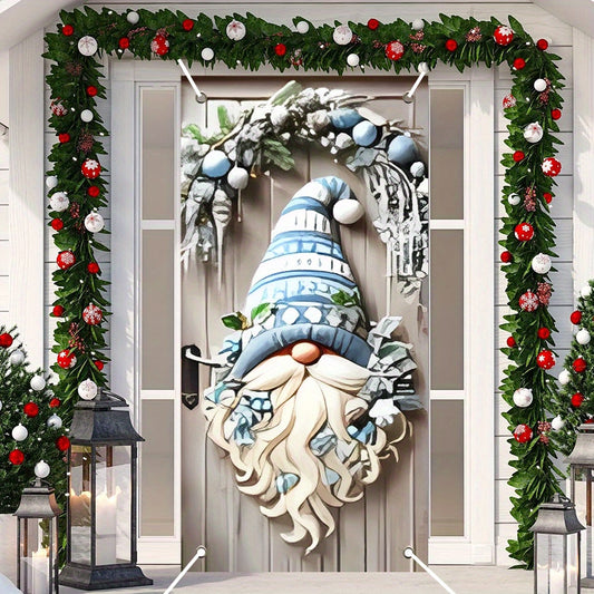 Modern Polyester Christmas Door Hanging - 1pc Festive Gnome Patterned Porch Decor, New Year's Day Tassel Garland, No Electricity or Battery Needed, Ideal for Home and Party Decoration, Holiday Gift