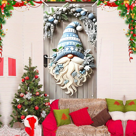 Modern Polyester Christmas Door Hanging - 1pc Festive Gnome Patterned Porch Decor, New Year's Day Tassel Garland, No Electricity or Battery Needed, Ideal for Home and Party Decoration, Holiday Gift