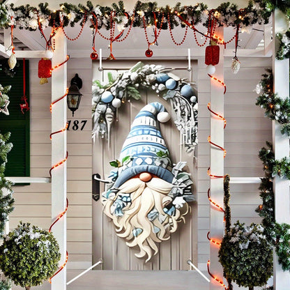 Modern Polyester Christmas Door Hanging - 1pc Festive Gnome Patterned Porch Decor, New Year's Day Tassel Garland, No Electricity or Battery Needed, Ideal for Home and Party Decoration, Holiday Gift
