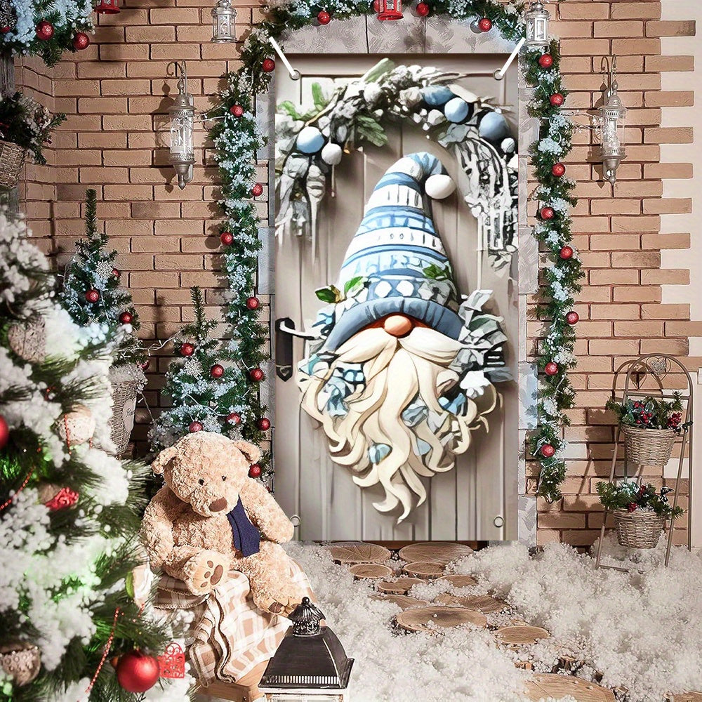 Modern Polyester Christmas Door Hanging - 1pc Festive Gnome Patterned Porch Decor, New Year's Day Tassel Garland, No Electricity or Battery Needed, Ideal for Home and Party Decoration, Holiday Gift