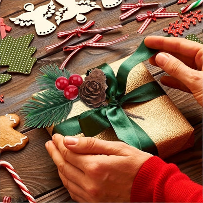 20pcs Christmas Berry Pine Cone Artificial Flowers Winter Christmas Decorations with Red Berries Pine Needles for Craft Table, Fireplace, Bar, Party, Holiday Decorations, and Essential Thanksgiving Christmas Decorations