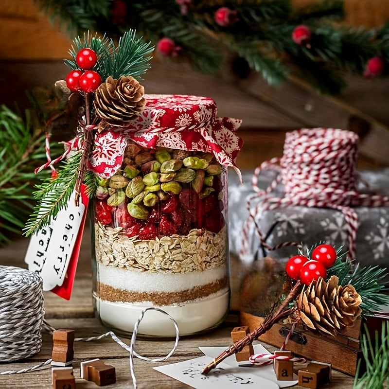 20pcs Christmas Berry Pine Cone Artificial Flowers Winter Christmas Decorations with Red Berries Pine Needles for Craft Table, Fireplace, Bar, Party, Holiday Decorations, and Essential Thanksgiving Christmas Decorations