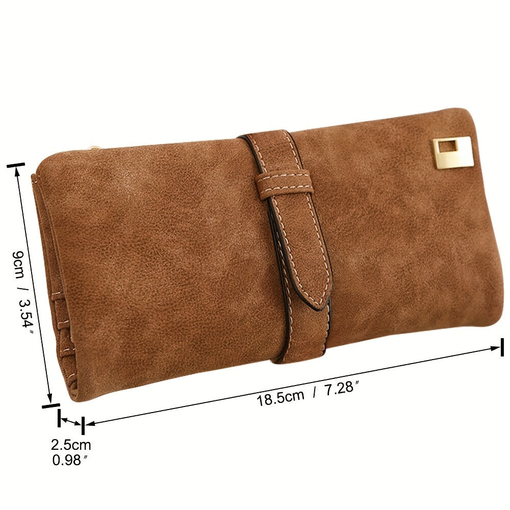 Retro Chic Frosted Long Clutch Wallet - Spacious Card Slots & Phone Pouch - Secure Money Purse for Fashion-Forward Women