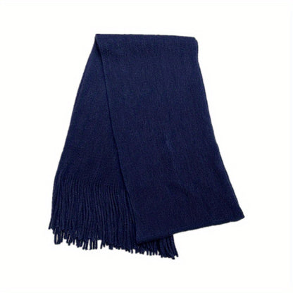 1pc Mid-length Men's Winter Tassel Warm Imitation Cashmere Scarf