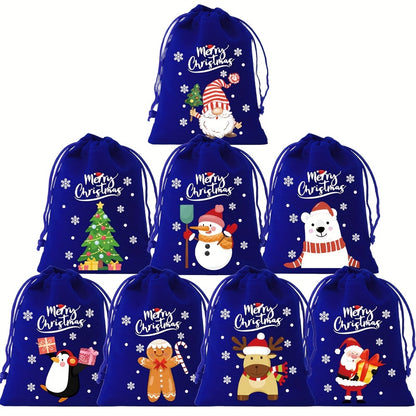 8pcs Christmas Velvet Drawstring Gift Bags Set - Perfect for Candy, Jewelry & Party Favors - Ideal for Weddings, Birthdays & Holidays