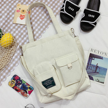 FLOWERSVERSE  Canvas Bag New Fashion Fresh Literary Academy Messenger Bag Female Ins Korean Casual Large Capacity Shoulder Bag