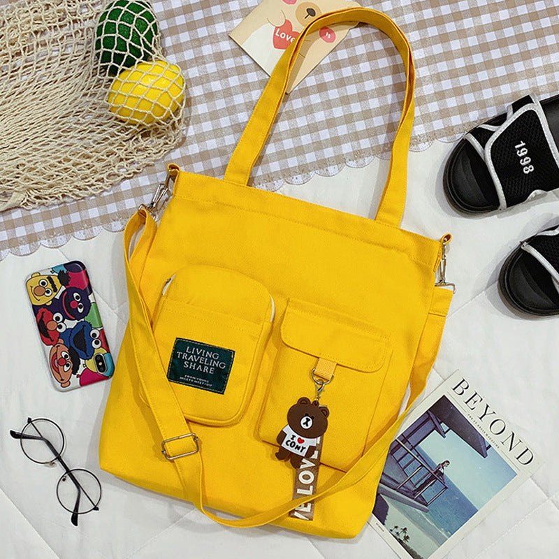 FLOWERSVERSE  Canvas Bag New Fashion Fresh Literary Academy Messenger Bag Female Ins Korean Casual Large Capacity Shoulder Bag