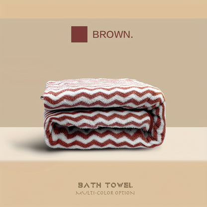1pc Striped Luxury Bath Towel - Highly Absorbent, Rapidly Drying, Luxuriously Soft & Ultra-Gentle - Perfect for Home Use, Premium Bathroom Essential