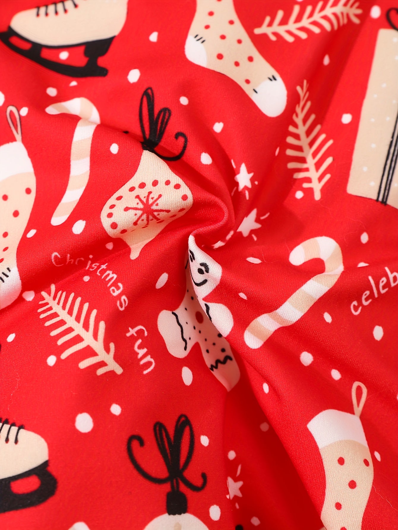 2pcs Set of Children and Toddler's Autumn and Winter Warm Fleece Underwear, Long Sleeve Thermal Outdoor Suit, Velvet Fabric, Christmas, Cookie Cartoon