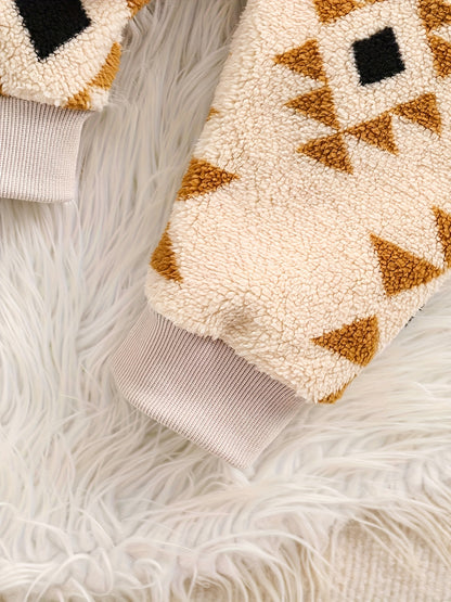 Boys' Cozy Fleece Christmas Outfit - Festive Printed Sweatshirt & Pants Set, Warm for Fall/Winter