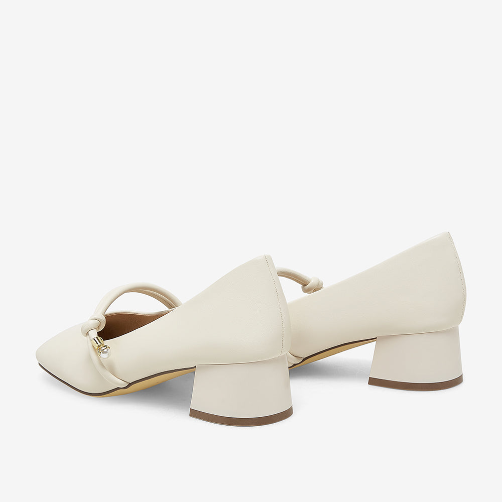 flowersverse - Women Basto Vintage Low Chunky Heel Mary Jane