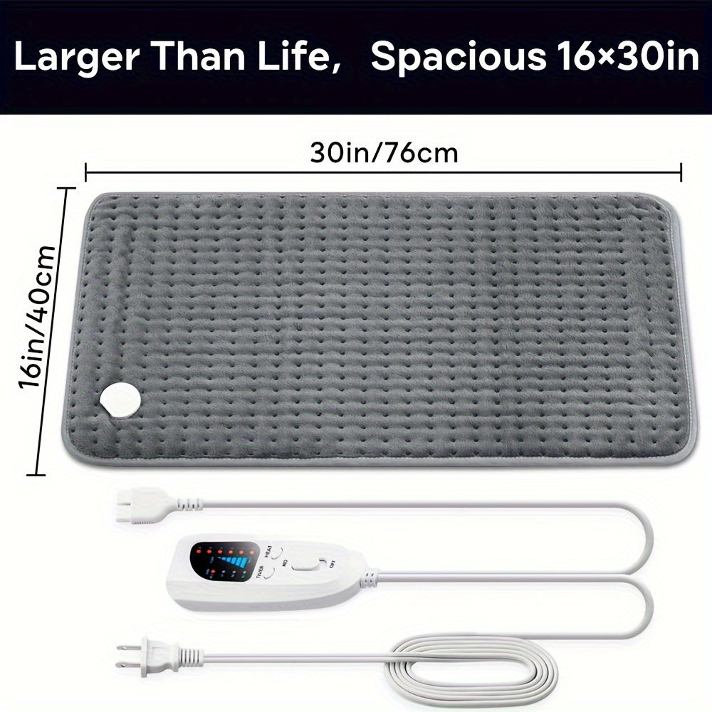 Extra Large Electric Heating Pad for Pain Relief - 6 Heat Levels, 4 Timer Settings, Auto-Off After 2 Hours, Machine Washable, Moist/Dry Heat Relax for Back, Neck, Shoulders, Belly, Waist, Knees & Legs