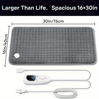 Extra Large Electric Heating Pad for Pain Relief - 6 Heat Levels, 4 Timer Settings, Auto-Off After 2 Hours, Machine Washable, Moist/Dry Heat Relax for Back, Neck, Shoulders, Belly, Waist, Knees & Legs