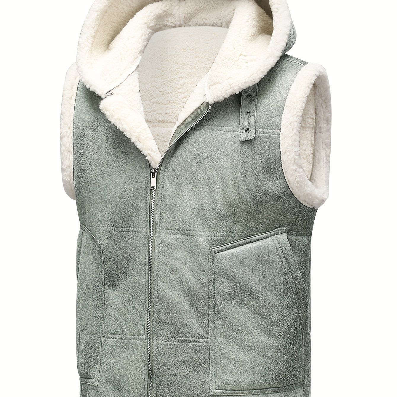 Premium Mens Faux Leather Sleeveless Hooded Vest - Ultra-Soft Fleece for Winter Warmth - Stylish Outwear Clothing for Men