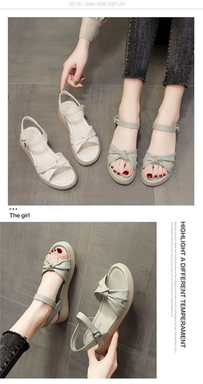 New Summer Flat Fashion Trend Super Soft Bottom for Women's Comfortable and Non slip Cow Rib Sole Sandals