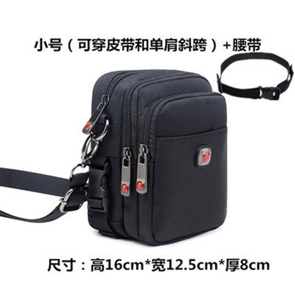 FLOWERSVERSE Swiss Army Knife Shoulder Bag Men's Oxford Cloth Wear Mobile Phone Belt Pouch Canvas Sports Leisure Men's Messenger Bag