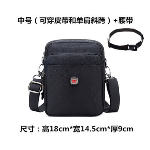 FLOWERSVERSE Swiss Army Knife Shoulder Bag Men's Oxford Cloth Wear Mobile Phone Belt Pouch Canvas Sports Leisure Men's Messenger Bag