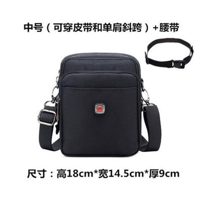FLOWERSVERSE Swiss Army Knife Shoulder Bag Men's Oxford Cloth Wear Mobile Phone Belt Pouch Canvas Sports Leisure Men's Messenger Bag