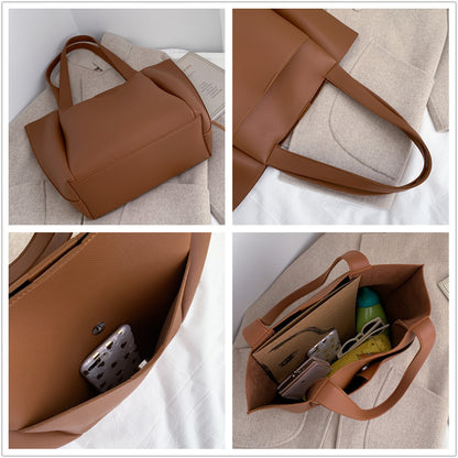 FLOWERSVERSE  Bag Spring Style Women's All-Matching Graceful Commuter Bag Soft Leather European and American  New Fashion All-Match Portable Tote Bag