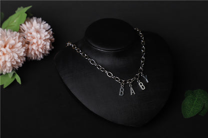 2025 New jewelry CRY BABY letter versatile short collarbone chain women's alloy pendant necklace WX5015