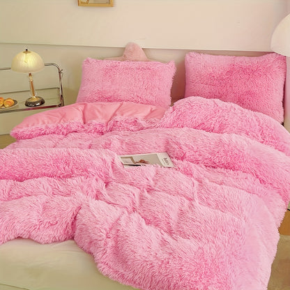 3-Piece Plush Velvet Duvet Cover Set - Soft, Comfortable, Warm, and Cozy Bedding for Autumn and Winter - Ideal for Bedroom and Guest Room, Without Core