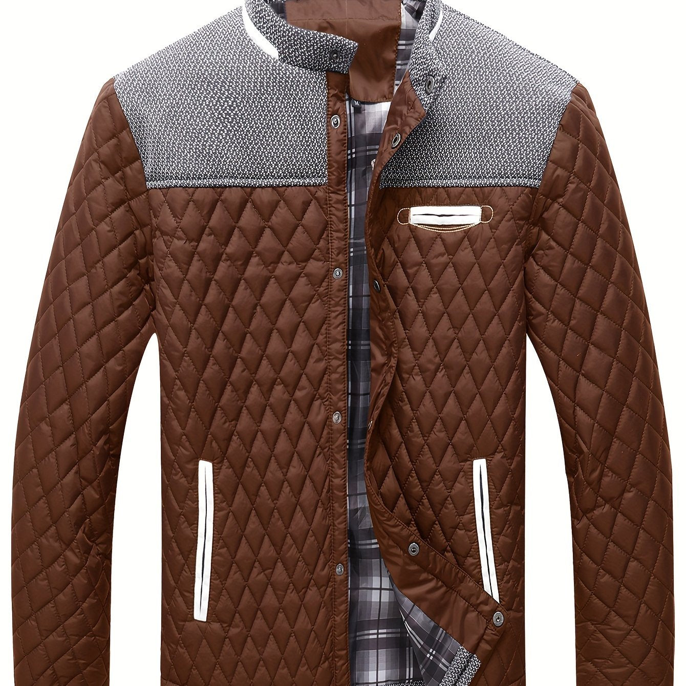 Men's Premium Quilted Winter Jacket - Warm, Lightweight, Casual Stand Collar Coat with Soft Filling, Water-Resistant Fabric, and Adjustable Hem for Comfortable Fit - Ideal for Outdoor Activities and Daily Wear