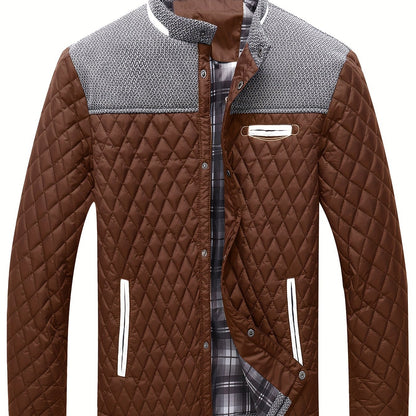 Men's Premium Quilted Winter Jacket - Warm, Lightweight, Casual Stand Collar Coat with Soft Filling, Water-Resistant Fabric, and Adjustable Hem for Comfortable Fit - Ideal for Outdoor Activities and Daily Wear