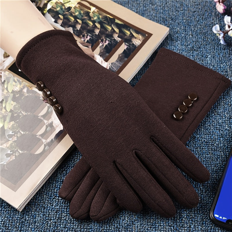 Four Breasted Monochrome Gloves Stylish Thick Warm Split Finger Gloves Autumn Winter Coldproof Ski Gloves